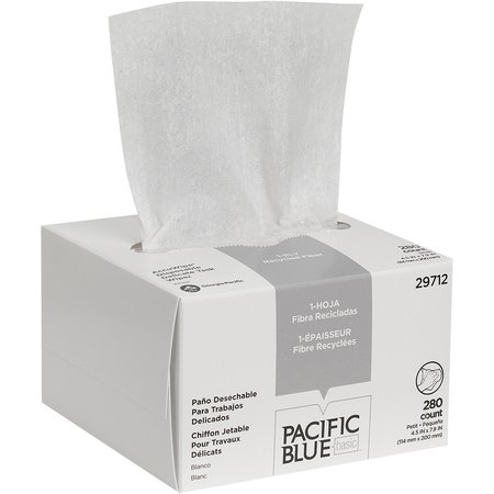 PACIFIC BLUE BASIC AccuWipe Recycled Disposable Delicate Task Wipers, White, Fiber, 280 PK GPC29712